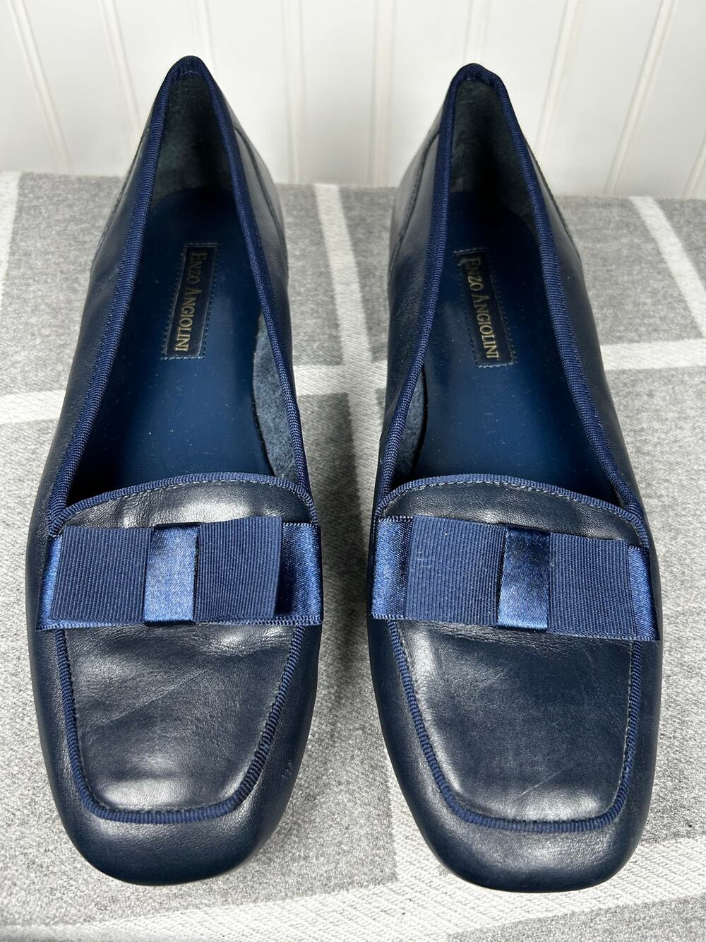 Enzo Angiolini Womens Sz 8:5M Fabric Leather Sole Flats Bow Shoes office career